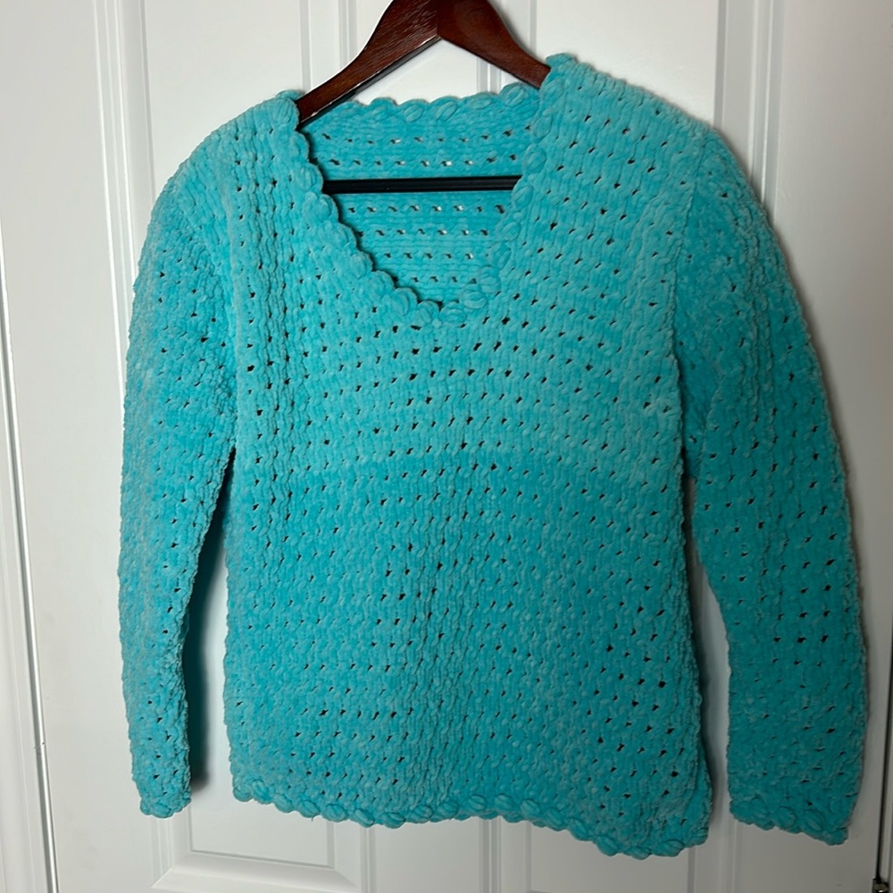 Beautiful blue handmade women’s sweater size small /medium